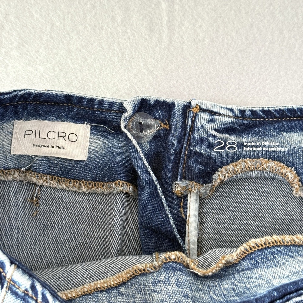 Pilcro Anthropolgie Jeans Womens‎ 28 Wide Leg Ankle Crop Denim Back Zip Fade - Picture 4 of 13